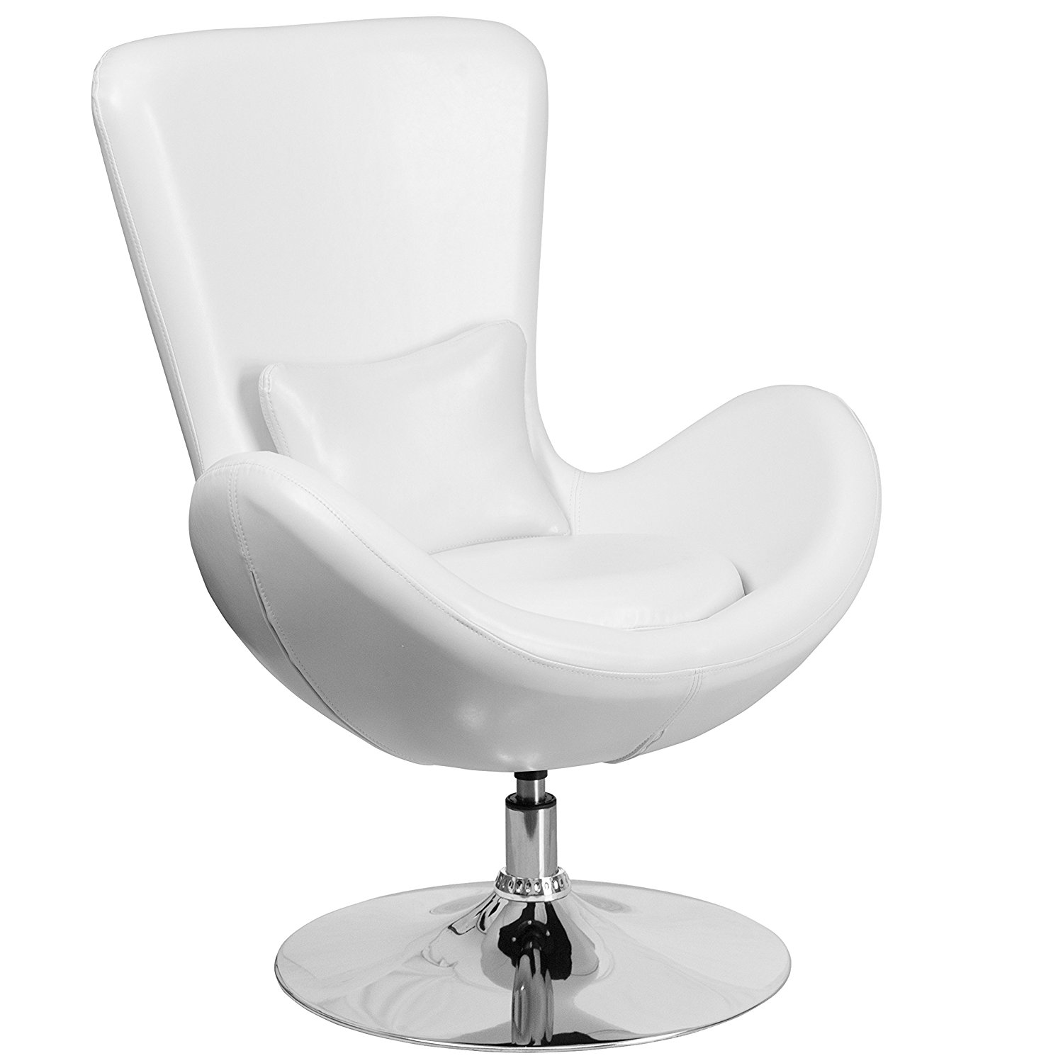 Egg Series White Leather Side Reception Chair - Egg Chair
