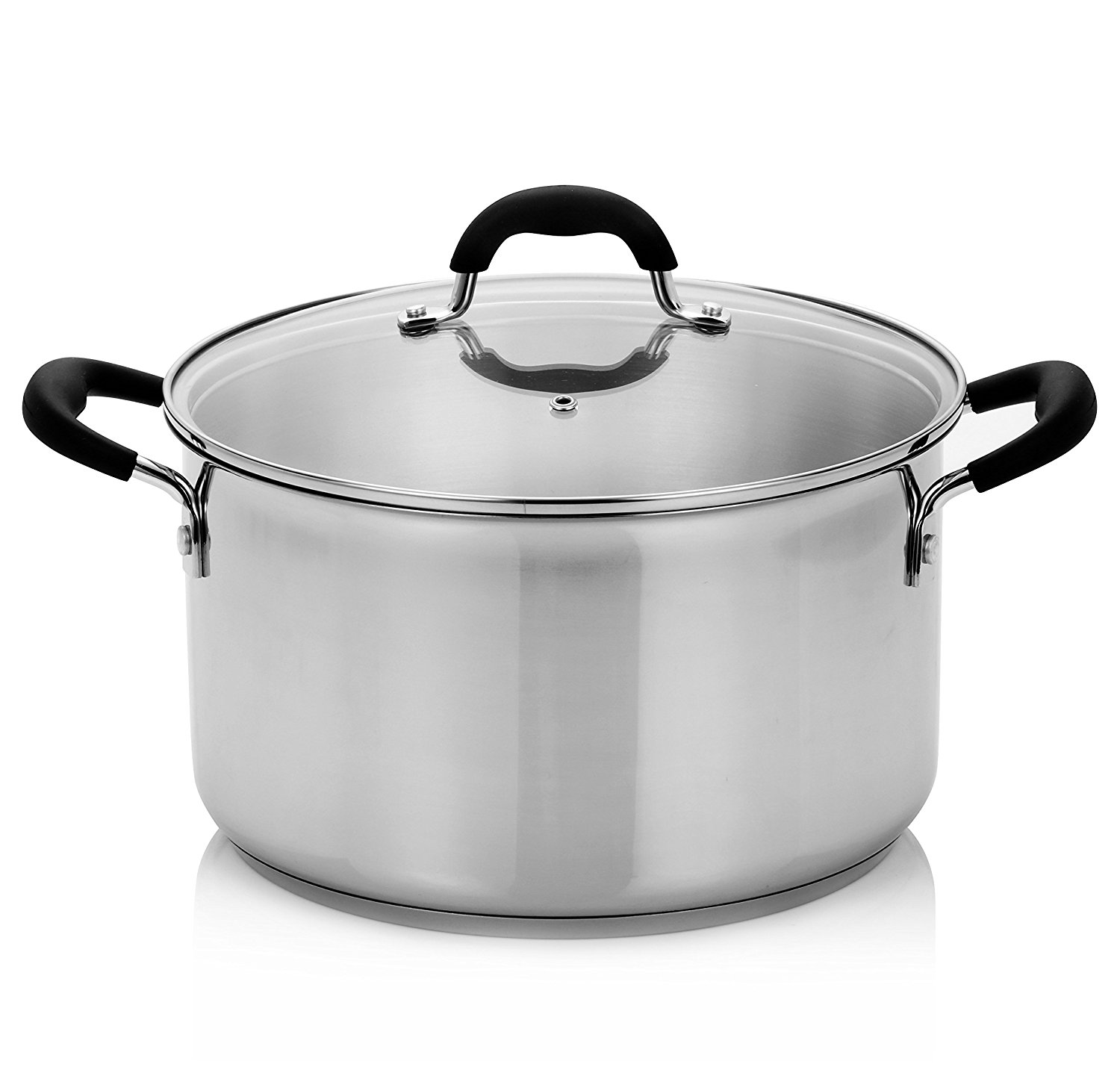 Finnhomy Approved AISI304 18 10 Stainless Steel 8 Quart Stock Pot With Cover 3 Layers BaseInduction Base Safe Metallic 