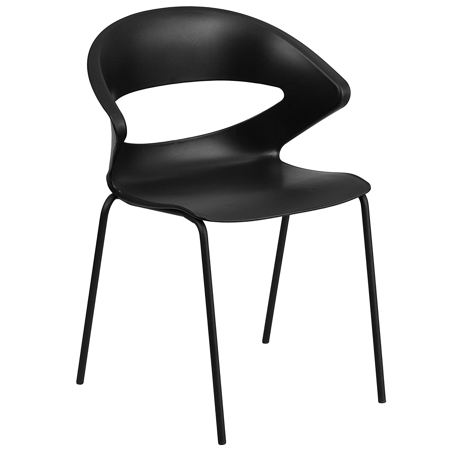 HERCULES Series 440 lb. Capacity Black Stack Chair - Plastic Chairs