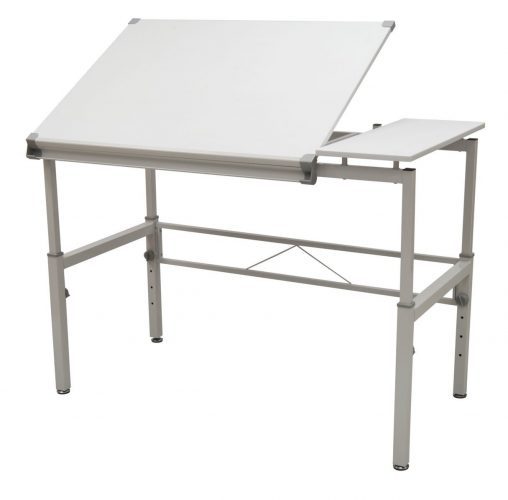 STUDIO DESIGNS Graphix II Workstation, 53.75”W x 31.25”D x 27” x 38.75”H White/Gray 10210 - Drawing Table