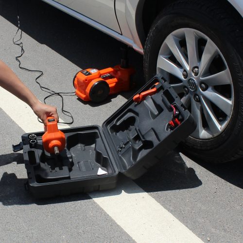 12V DC 1 Ton Electric Hydraulic Floor Jack Set with Impact Wrench and Pump For Car Use (6.1-17.1 inch, Black) - Electric Car Jacks