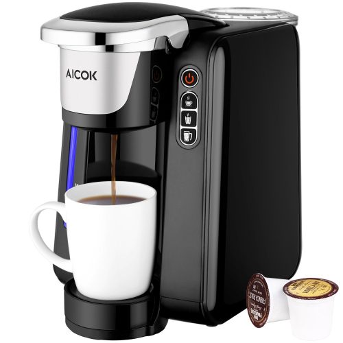 Aicok Single Serve Coffee Maker, Single Cup Coffee Maker with K-Cup Pods, Five Brew Sizes, 45Oz Large Removable Reservoir and Visible Water Level Indicator - Single Cup Maker 