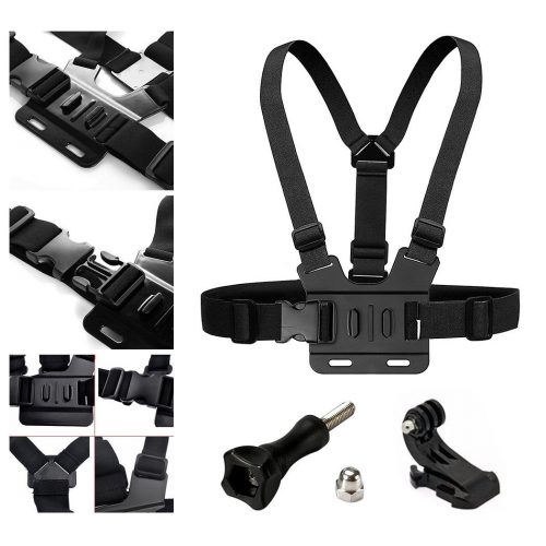 AxPower Adjustable Go Pro Chest Strap Mount Elastic Action Camera Body Belt Harness with J Hook For GoPro HD Hero 5 4 3+ 3 - GoPro Chest Mounts