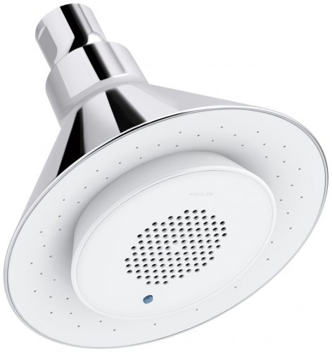 KOHLER K-9245-CP 2.5 GPM Moxie Showerhead and Wireless Speaker, Polished Chrome - Bluetooth Wireless Shower Heads