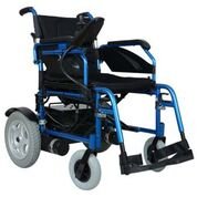 Remedies Folding Electric Wheelchair with Footrest and Batteries, Blue/Black - Electric Wheelchairs