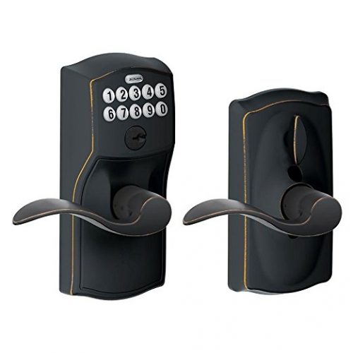 Schlage FE595 CAM 716 ACC Camelot Keypad Entry with Flex-Lock and Accent Levers, Aged Bronze - Keypad Door Locks