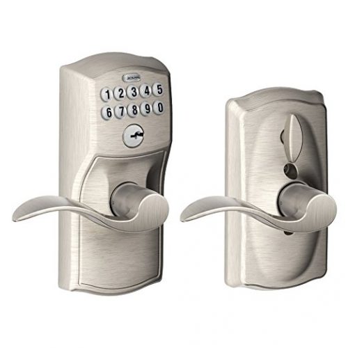 Schlage FE595VCAM619ACC Camelot Keypad Entry with Flex-Lock and Accent Levers, Satin Nickel - Keypad Door Locks