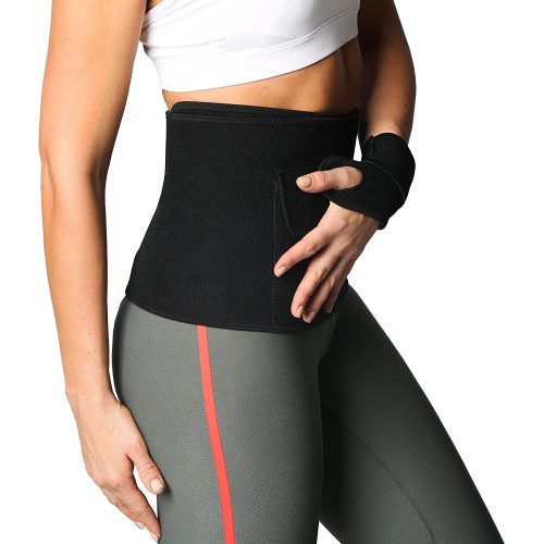 Waist Trimmer Ab Belt with Wrist Strap. Waist trainer wraps shaper. Belly Fat Burning Belt with Pocket for iPhone 7 Plus, Neoprene Sauna Sweat Belt for Weight Loss, Slimming Belt for Men and Women - Abs Belts