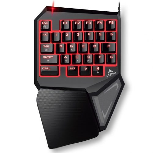 ACEPHA T9 Pro Gaming Keypad Gameboard with Programmable Keys 7 Color LED Backlit, 16-keys Rollover, Brand New Key Layout and Anti-Fatigue Wrist-pad - gaming keypad