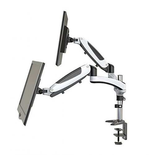 Dual Monitor Mount, Full Motion Monitor Arm Stand, Height Adjustable Computer Monitor Riser with Gas Spring - Dual Monitor Stands