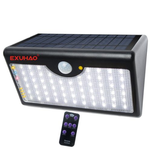 EXUHAO Solar Lights 60 LEDs wireless remote control, Outdoor Motion Sensor Light with 100 Watt Equivalent - Motion Sensor Lights