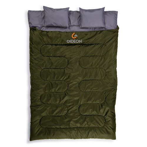 Gideon Extreme Waterproof Backpacking Double Sleeping Bag with 2 Pillows – Amazingly Lightweight, Compact, Comfortable & Warm – For Backpacking, Camping, etc. Double size or Convert into 2-Single Bags - Double Sleeping Bags