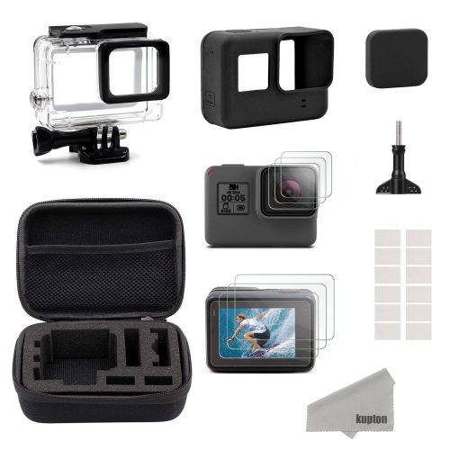Kupton Accessories for GoPro Hero 6/5 Black Starter Kit Travel Case Small + Housing Case + Screen Protector + Lens Cover + Silicone Protective Case for Go Pro Hero 6/5 Outdoor Sport Kit - GoPro Cases