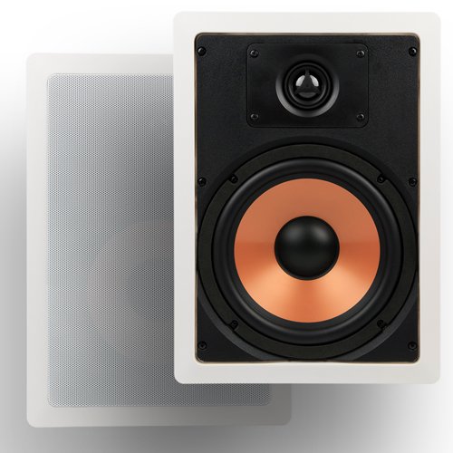 Micca M-8S 8 Inch 2-Way In-Wall Speaker with Pivoting 1" Silk Dome Tweeter (Each, White) - In-wall Speakers