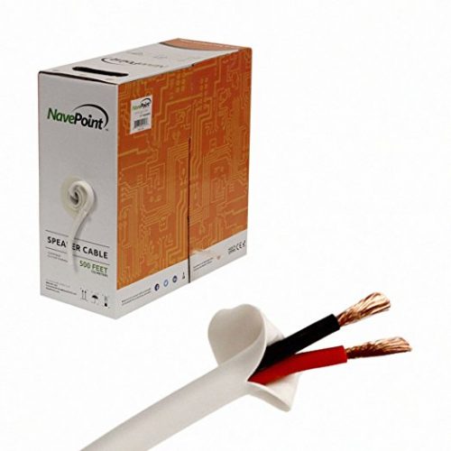 NavePoint 500ft In-Wall Audio Speaker Cable Wire CL2 14/2 AWG Gauge 2 Conductor Bulk White - In-wall Speakers 