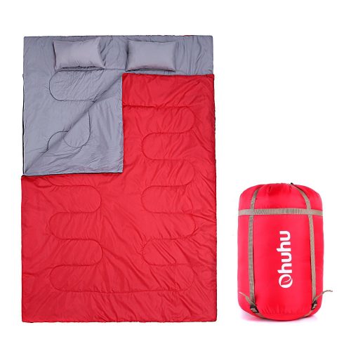 Ohuhu Double Sleeping Bag with 2 Pillows and a Carrying Bag for Camping, Backpacking, Hiking - Double Sleeping Bags