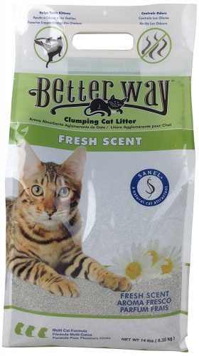 Ultra Pet Better Way Clumping Cat Litter with Bentonite Clay and Sanel Cat Attractant, 14-Pound bag - Clumping Cat Litter