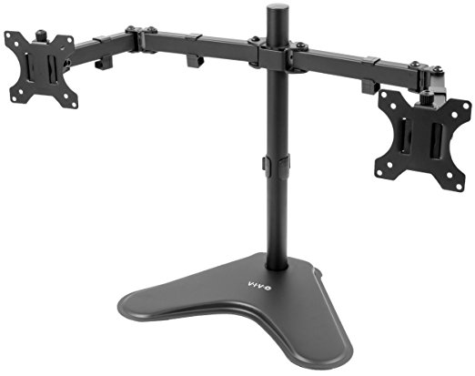 VIVO Full Motion Dual Monitor Free-Standing Desk Stand VESA Mount - Dual Monitor Stands