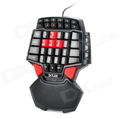 deluxe t9 46-key wired gaming keyboard with 3-mode led backlight - gaming keypad