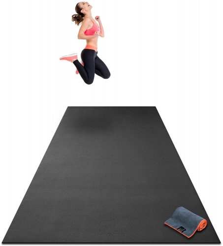 Premium Extra Large Exercise Mat - 10' x 4' x 1/4" Ultra Durable, Non-Slip, Workout Mats for Home Gym Flooring - Plyo, HIIT, Cardio Mat - Use With or Without Shoes (120" Long x 48" Wide x 6mm Thick) - Gym and exercise equipment floor mat