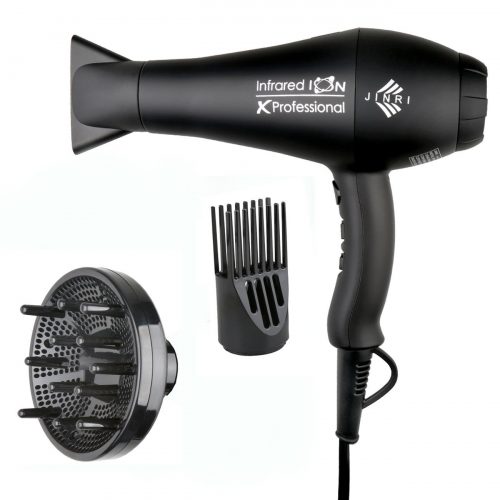 1875w Professional Salon Hair Dryer, Negative Ionic Hair Blow Dryer, AC Motor Infrared Heat Low Noise Hair Dryer, with Concentrator & Diffuser & Comb, ETL Certified, Black - Hair Dryer for Curly 