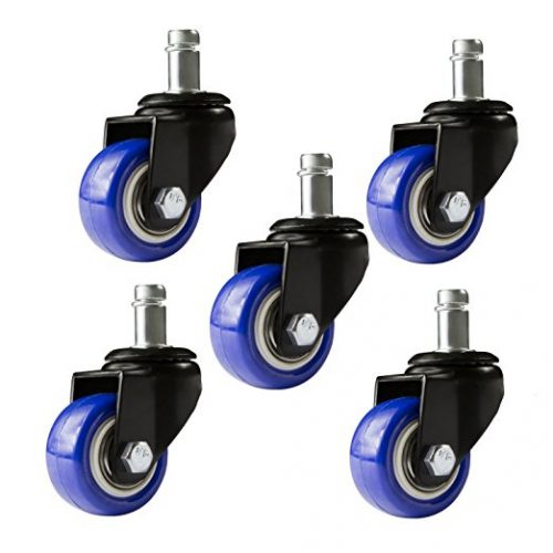 8T8. 2" Replacement Office Chair Caster Wheels Heavy Duty Solid Rubber Safe for Hardwood Tile Floors (7/16x7/8 Stem Blue) - Office Chair Caster Wheels