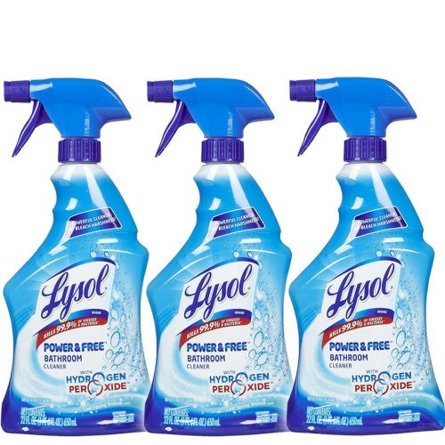 Lysol Power and Free Bathroom Cleaner, Fresh, 22 Ounce (Pack of 3) - Automatic Shower Cleaners