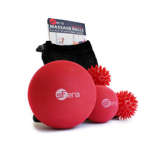Massage Ball Set for Myofascial, Deep Tissue and Trigger Point/Muscle Knot Release. 4 Premium Massage Balls: 1 XLarge, 1 small firm, 2 spiky balls. - Massage Balls