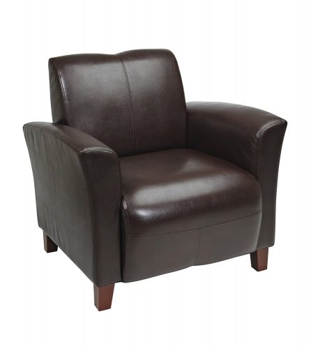 OSP Furniture Breeze Mocha Eco Leather Club Chair with Cherry Finish Legs - Leather and Fabric Club Chairs