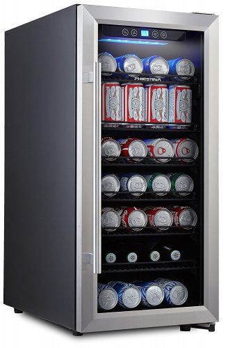 Phiestina PH-CBR100 106 Can Beverage Cooler Stainless Steel Door with Handle - best beverage refrigerators