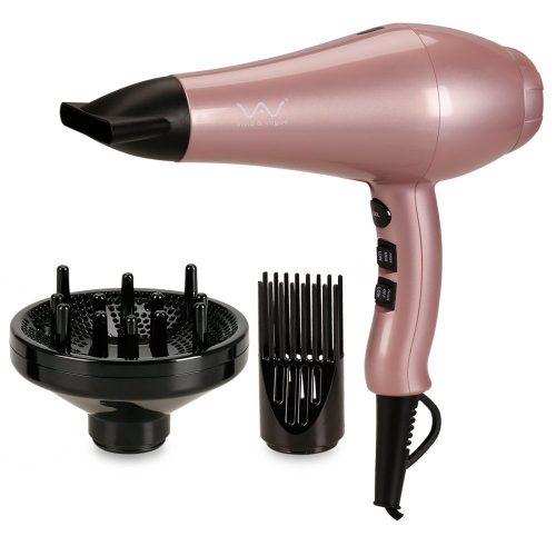 VAV Professional Hair Dryer 1875w Far Infrared Heat Negative Ionic Hair Blow Dryer with Cool Shot Button 2 Speed and 3 Heat Settings Concentrator Diffuser and Comb Pik, Rose Gold - Hair Dryer for Curly 