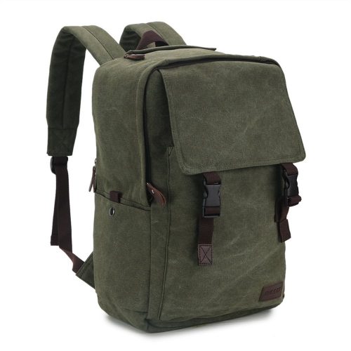 Vintage Canvas Laptop Backpack 17 inches, Ravuo Water Resistant Hiking Daypacks Unisex Casual Rucksack Large Capacity Daypack for School Travel Outdoor Army Green - 17-inch laptop backpacks