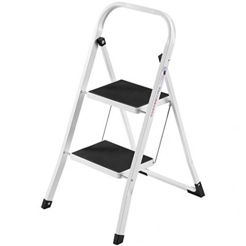 VonHaus Steel Folding Compact Portable 2 Step Ladder - 2 Step Ladders