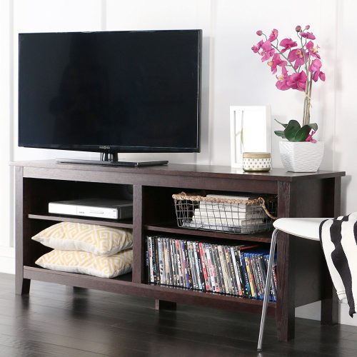 WE Furniture 58" Wood TV Stand Storage Console, Espresso - Wooden TV Stand