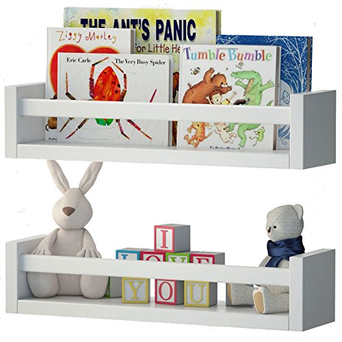Fasthomegoods Set of 2 Nursery Room Wall Shelf White Wood - Kids’ Bookshelves