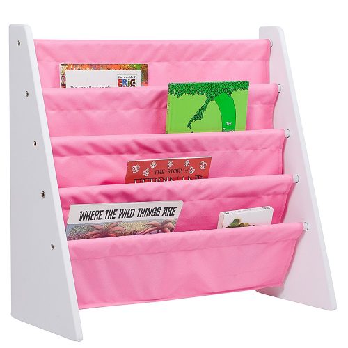 Wildkin Kai Sling Book Shelf - White w/Pink - Kids’ Bookshelves