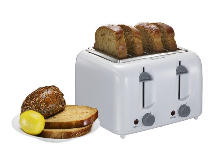 Bonsaii T869 Stylish 4-Slice Toaster with 6 Temperature Control; Cancel Button and Easy Clean Removable Crumb Tray, White - 4 Slice Toaster