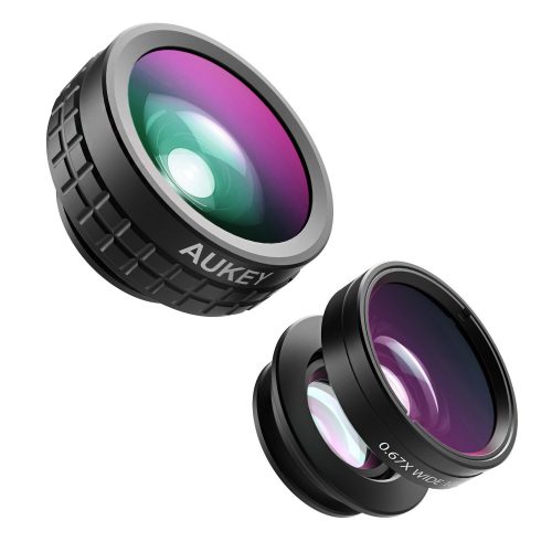 AUKEY Optic iPhone Camera Lens, 180° Fisheye Lens + 110° Wide Angle + 10X Macro Mini Clip-on iPhone Lens Kit for iPhone, Samsung, Android Smartphones - Smartphones Fisheye Lens
