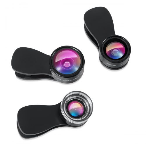 AMIR Phone Camera Lens, 180° Fisheye Lens + 25X Macro Lens + 0.36X Wide Angle Lens, Clip-On 3 IN 1 Professional HD Cell Phone Lens for iPhone 7 / 7 PLUS / 6, Samsung, Other Smartphones - Smartphones Fisheye Lens