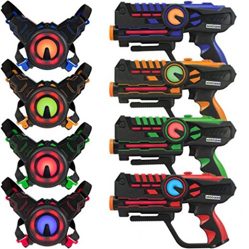 ArmoGear Infrared Laser Tag Guns and Vests - Laser Battle Mega Pack Set of 4 - Infrared 0.9mW - Laser Tag Toys