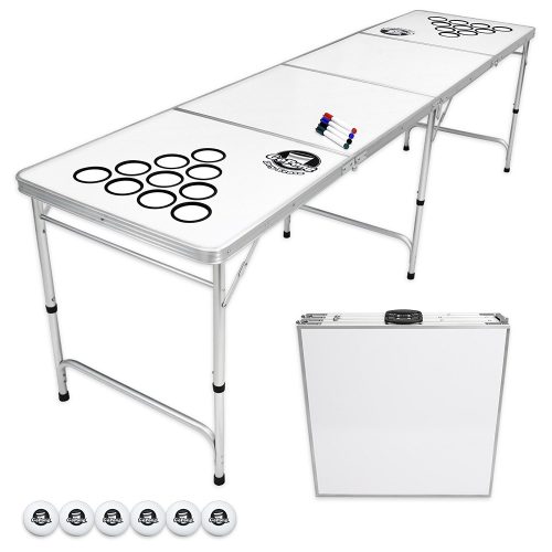 GoPong 8 Foot Portable Beer Pong / Tailgate Tables (Black, Football, American Flag, or Custom Dry Erase) - Beer Pong Tables