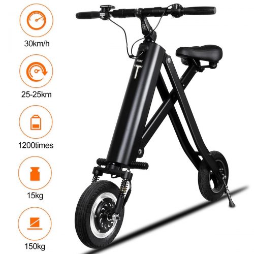 BuySevenSide Urban E-Bike and Folding Electric Scooter the Newest Foldable Bicycle Model with 15-18 MPH Max Speed 25-30 Miles Range and Upgraded Brake System - Electric Scooters with Seat