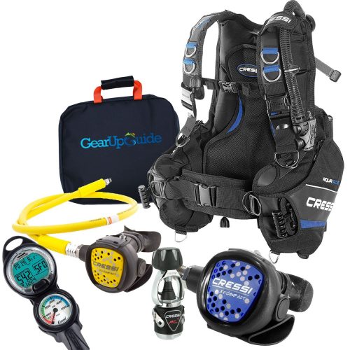 Cressi Aquaride Blue Pro Scuba Gear Packages with/ MC9 Compact Regulator and Octo C2 Dive Computer with/GupG Reg Bag - Scuba Gear Packages