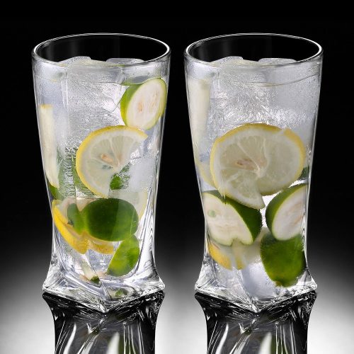 Ecooe 11oz / 330ml (Full capacity) Crystal Highball Glasses for Cocktail, Juice, Beer and More, Drinking Glassware Set of 2 - Highball Glass