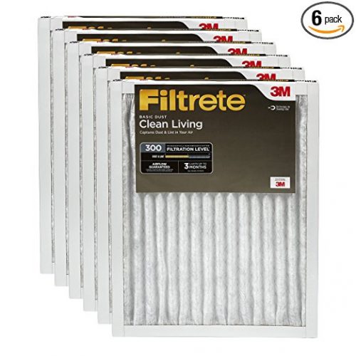 Filtrete Clean Living Basic Dust AC Furnace Air Filter, MPR 300, 16 x 25 x 1-Inches, 6-Pack - Furnace Filters