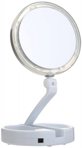 Floxite 7504-12l 12x LED Lighted Folding Vanity and Travel Mirror - Ring Lighted Mirrors