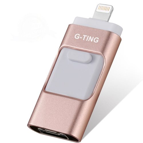 G-TING USB Flash Drives for iPhone 32GB Pen-Drive Memory Storage, G-TING JumpDrive Lightning Memory Stick External Storage, Memory Expansion for Apple IOS Android Computers (Gold) - External Storages