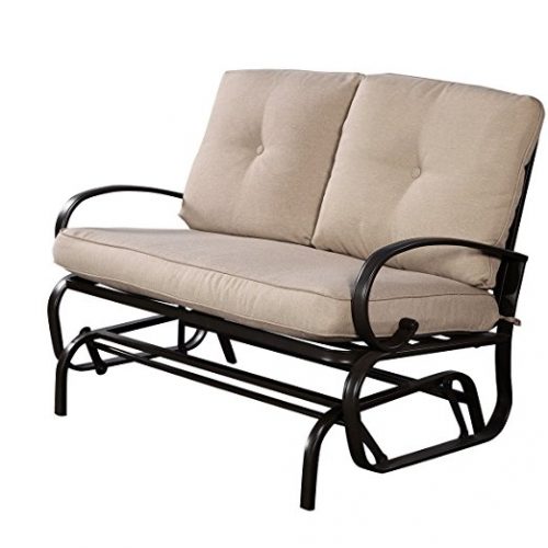 Giantex Outdoor Patio Rocking Bench Glider Loveseat Cushioned 2 Seats Steel Frame Furniture - Patio Gliders