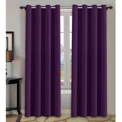 H.Versailtex Blackout Thermal Insulated Room Darkening Winow Treatment Extra Long Curtains / Drapes,Grommet Panels (Set of 2,52 by 96 - Inch,Solid Plum Purple)- darkening curtain