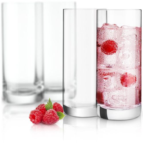JoyJolt Stella Lead-Free Crystal Highball Glass 14.2-Ounce Barware Collins Tumbler Drinking Glasses For Water, Juice, Beer, And Cocktail Set Of 4 - Highball Glass